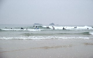 Surfing at Constantine Bay, North Cornwall